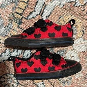 Stylish Kids Red and Black Heart Sneakers